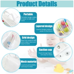 Organizador de Malla para Baño – Cesta Colgante de Doble Capa con Ventosas