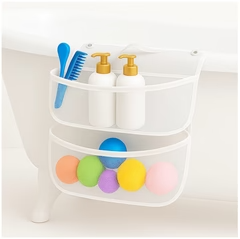 Organizador de Malla para Baño – Cesta Colgante de Doble Capa con Ventosas
